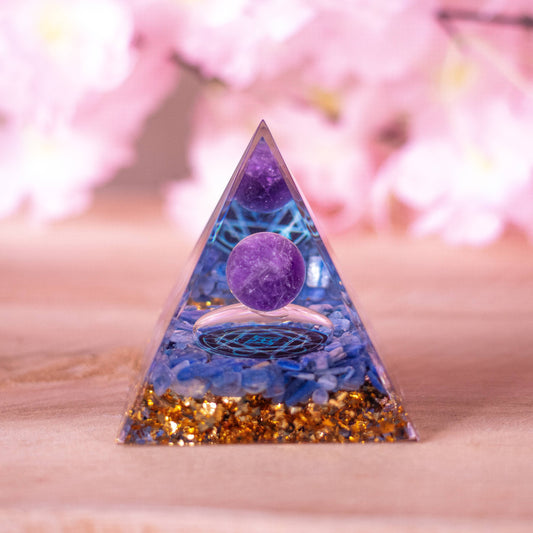 Pyramide Orgonite Améthyste/Lapis Lazuli